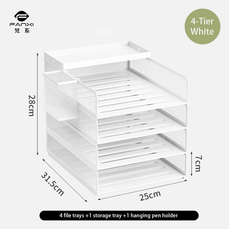 Desktop metal file tray Thickened metal tray Desktop file rack Metal file frame Office storage rack Paper storage