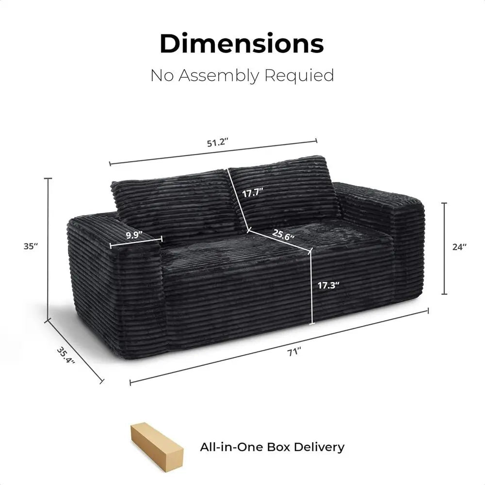 LIKIMIO 71’’ Loveseat Sofa Comfy Deep Seat No Assembly Sofa in a Box Modern Small Couch with Plush Fabric for Living