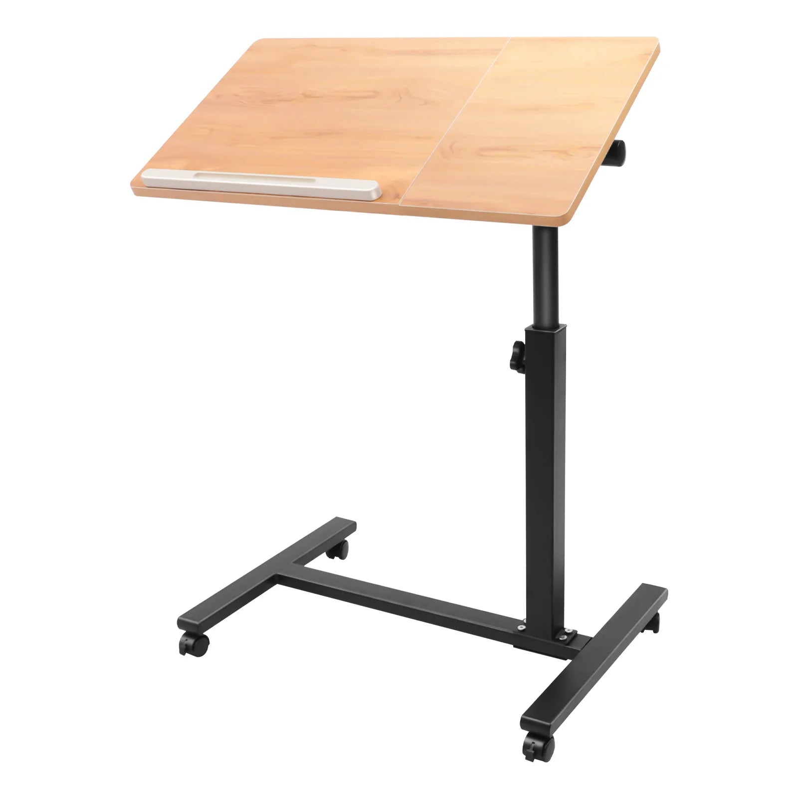 Computer Standing Desk Height Adjustable Desk with 4 Wheels 360° Rotation Mobile Rolling Desk Overbed Table for Living