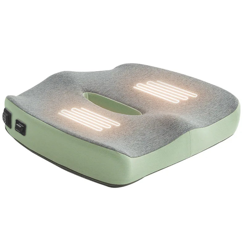 Heated Cushion Memory Foam Orthopedic Lumbar Support Tailbone Pain Relief Office Chair Car Cushion for Women & Men