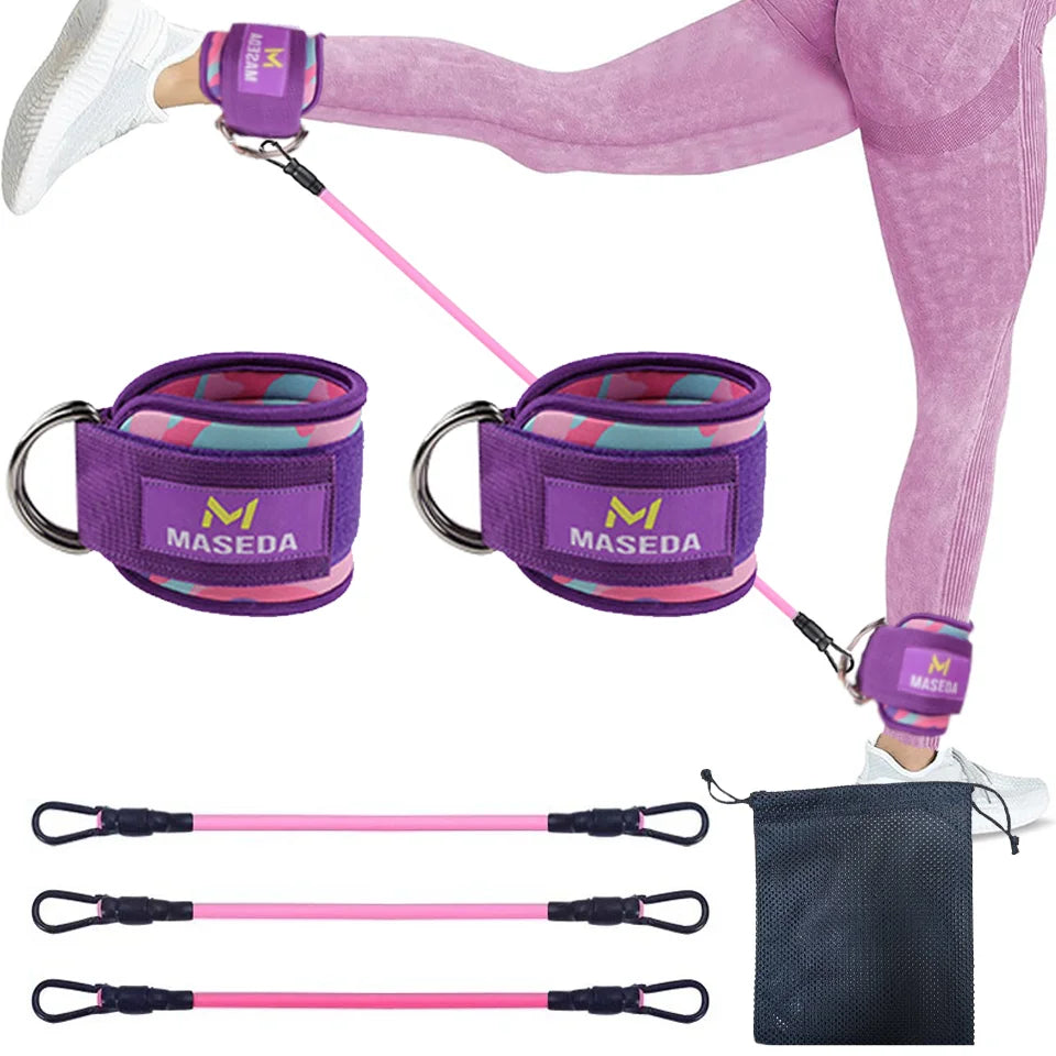 LOOGDEEL D-Ring Support Ankle Cuffs Resistance Bands Ankle Straps Fitness Yoga Leg Strength Safety Extensions Gym Guard