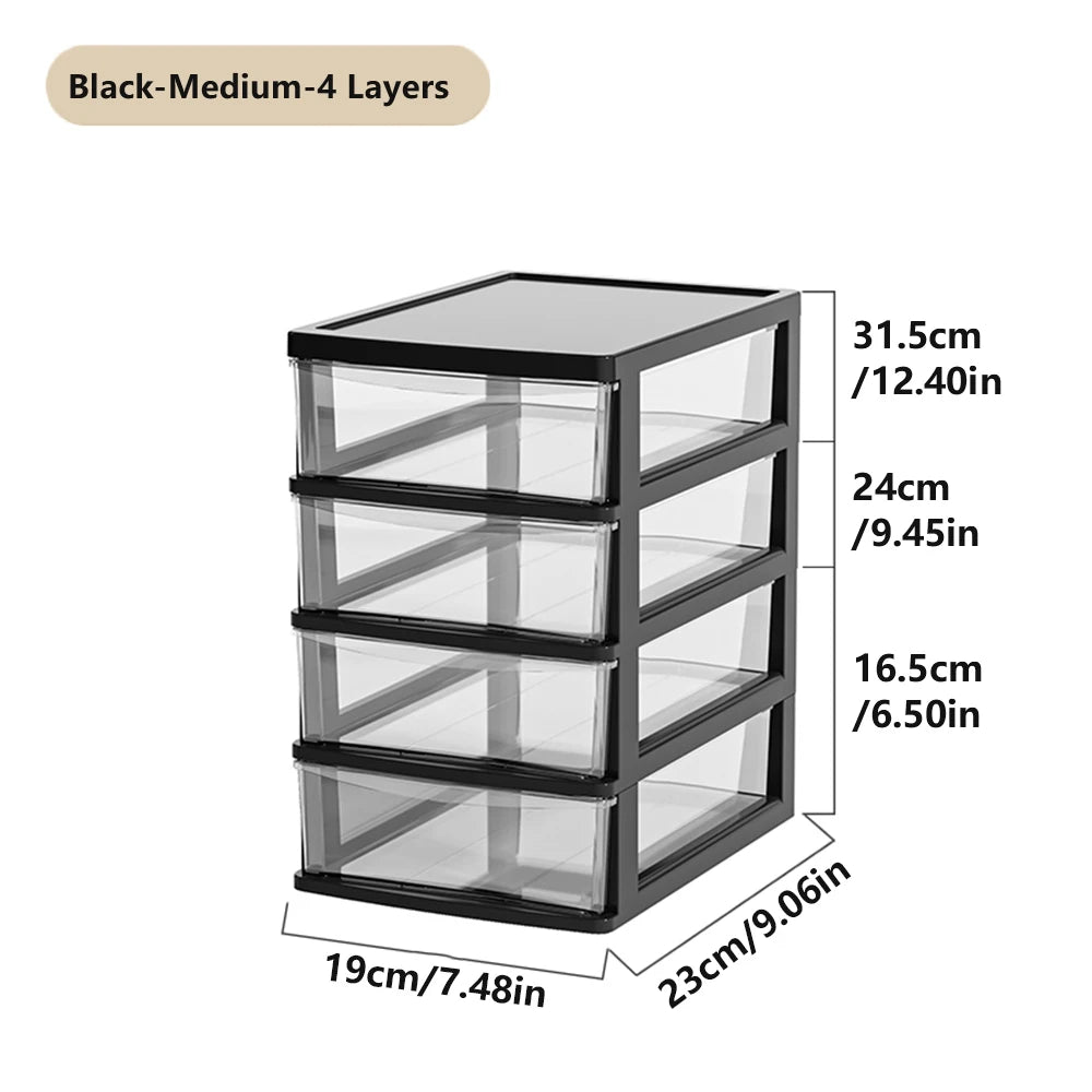 2-6Layers Medium Desktop Storage Box with Drawer Heightened Table Organizer Plastic Office storage cabinet for home