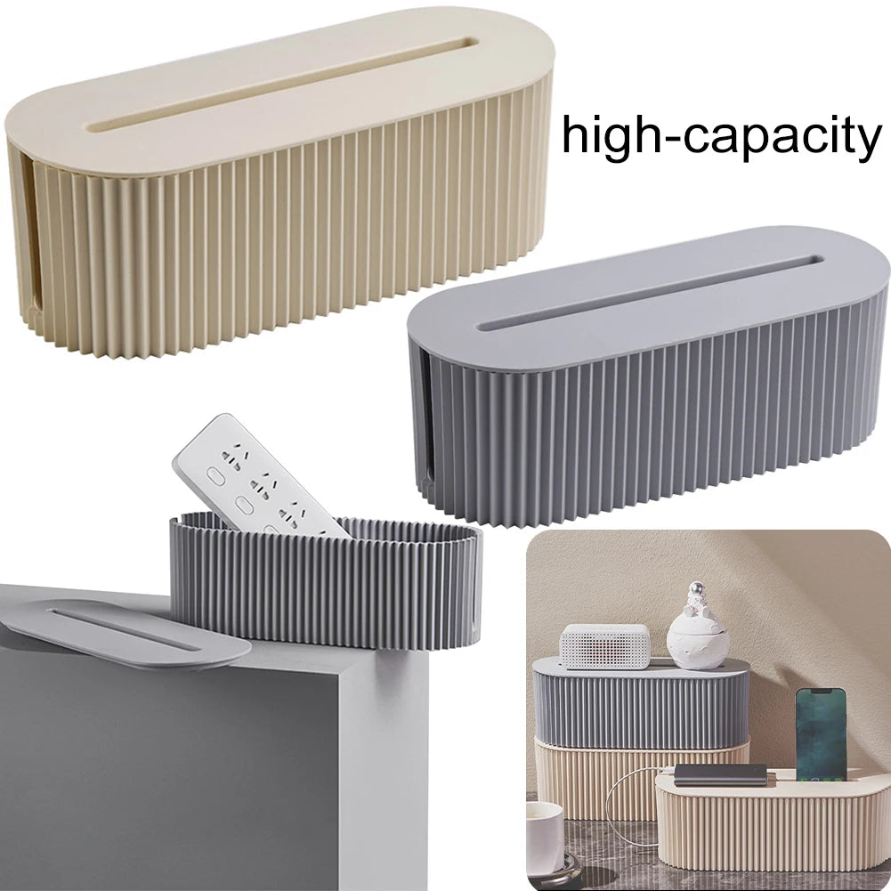 Cable Tidy Box Cable Management Box Large Capacity Desktop Cord Organizer with Lid Cable Organizer Box for Hiding Messy