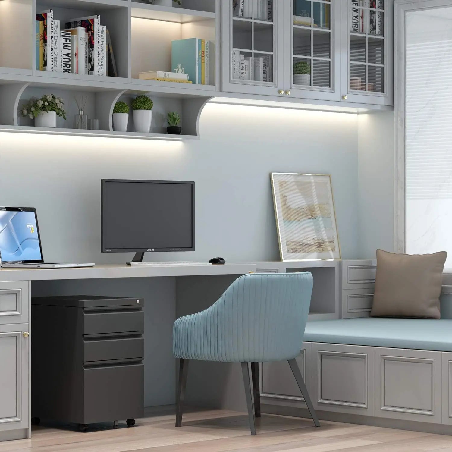 3 Drawer File Cabinet with Lock,Metal Filing Cabinet with Wheels for Home Office & Business Enterprise Legal/Letter