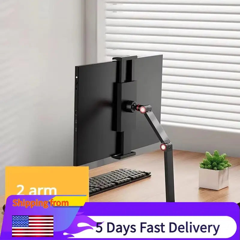 Adjustable Monitor Holder No Drilling Vesa Phone Portable Laptop Gaming Expandable Desktop Clamp Stand for 12-17.3 Inch