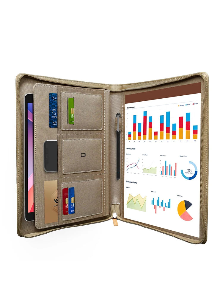 Multifunctional A4 Conference Folder Business Stationery Folder Leather Contract File FoldersTravel Document Folder