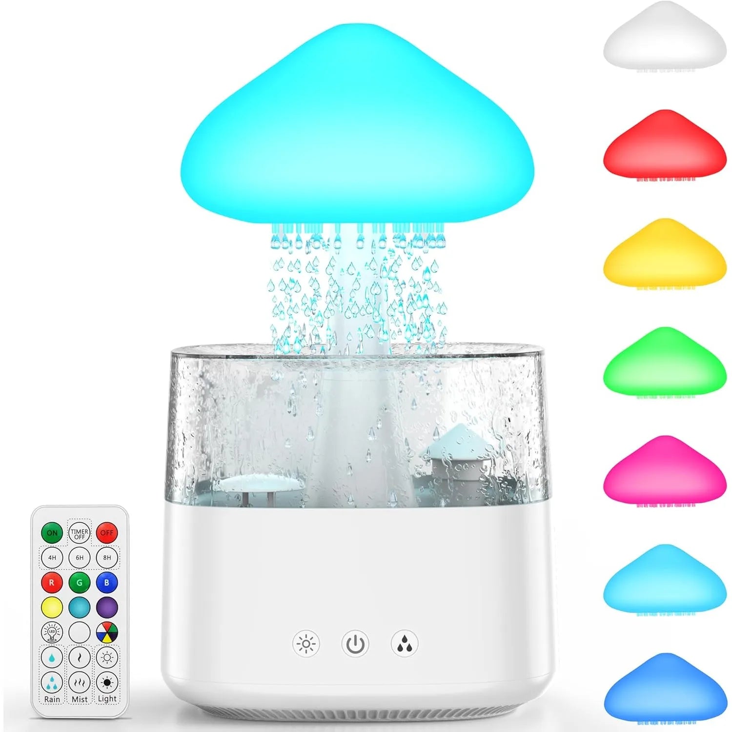 Cloud Humidifiers 450ML Water Drip Mushroom Humidifiers with Remote Control 7 Colors Mood Light Air Humidifier