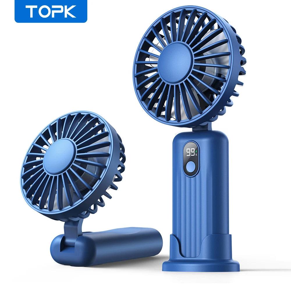 TOPK 5000mAh Portable Hand Held Fan,[7-24H of Working Time]Whisper-Quiet&Portable Design Superior Quality Mini Handheld
