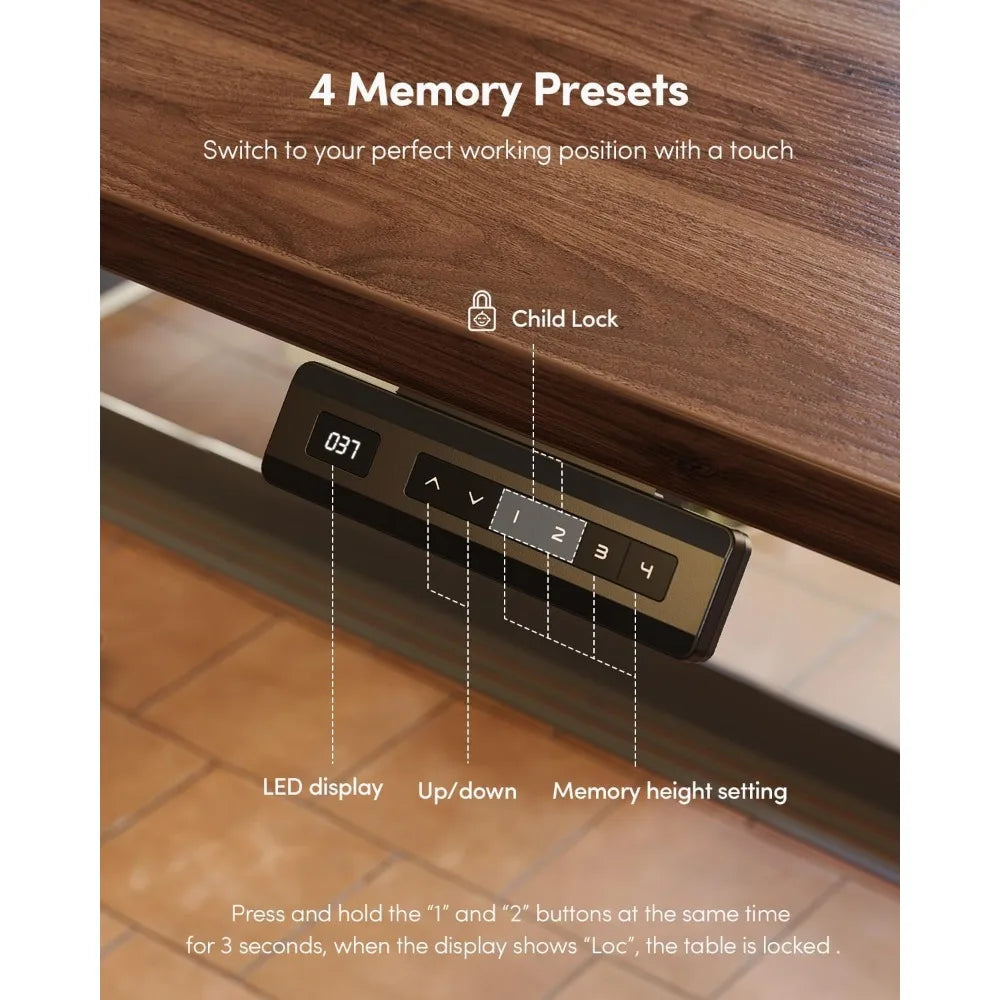 Standing Desk Adjustable Height Stand up Home Office Desk,Electric Standing Computer Desk with Memory Presets Fixable
