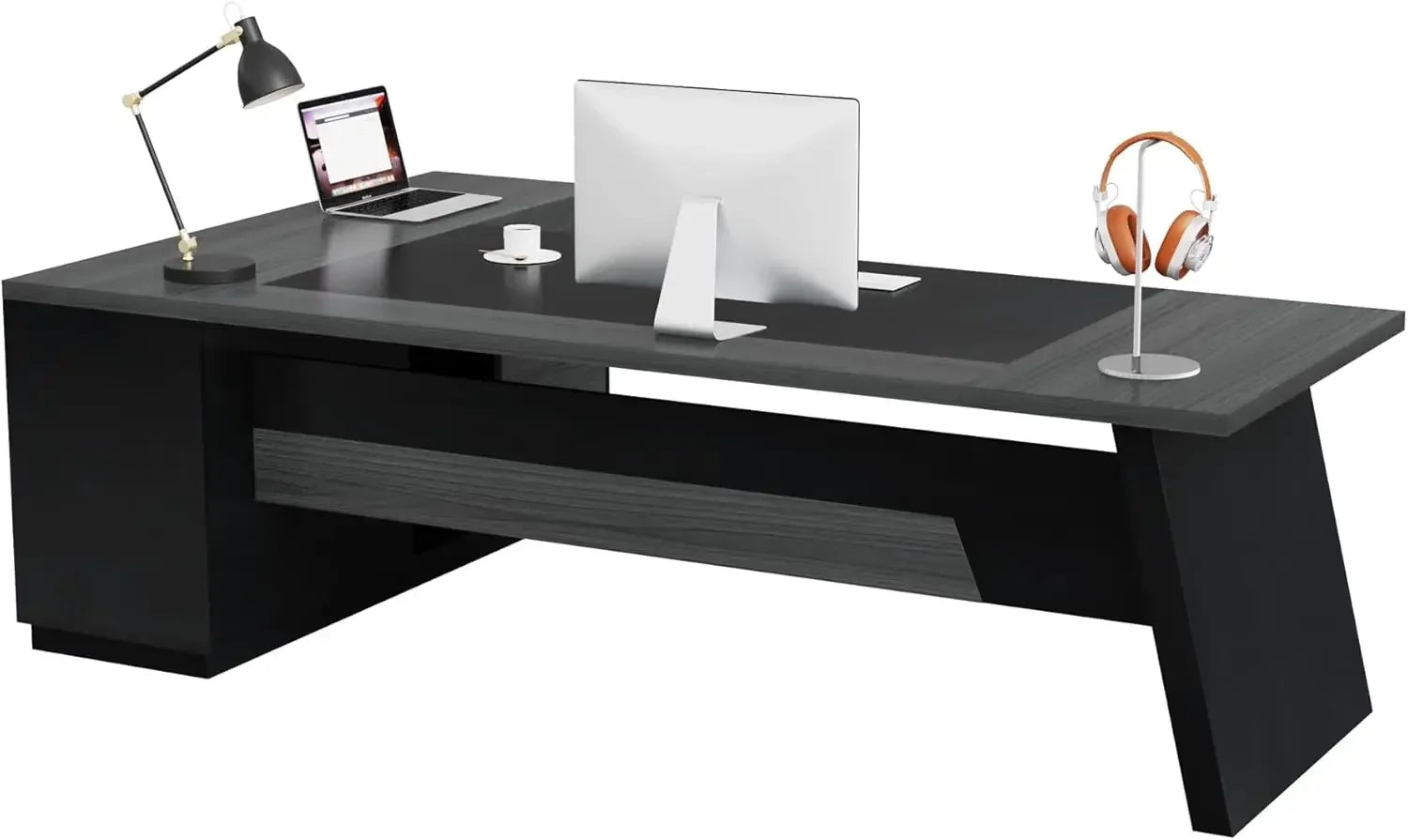 78’’ L-Shaped Executive Desk Office Desk with Drawers and Lateral File Cabinet Business Furniture with Storage Shelves