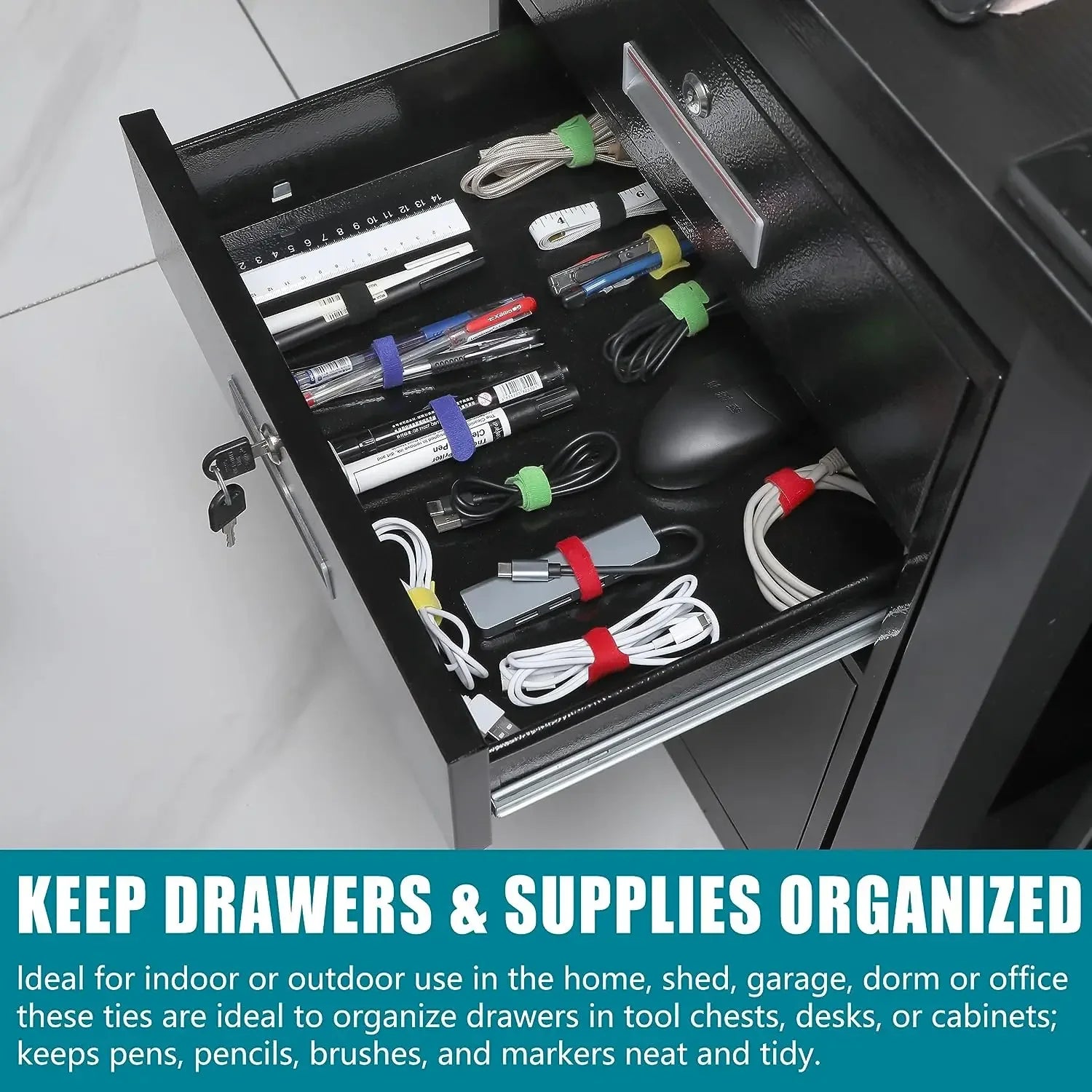 204PCS Cable Organizer Clips Office Cable Management Kit Cord Management Cord Organizer Tie for Car Office Home - 204PCS