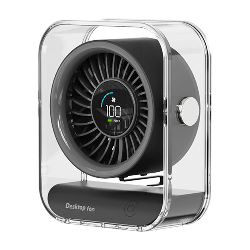 Desk Fan USB/Rechargeable Portable Table Desktop Air Circulator Fan LED Display Small Table Fan Ultra-Quiet Fans
