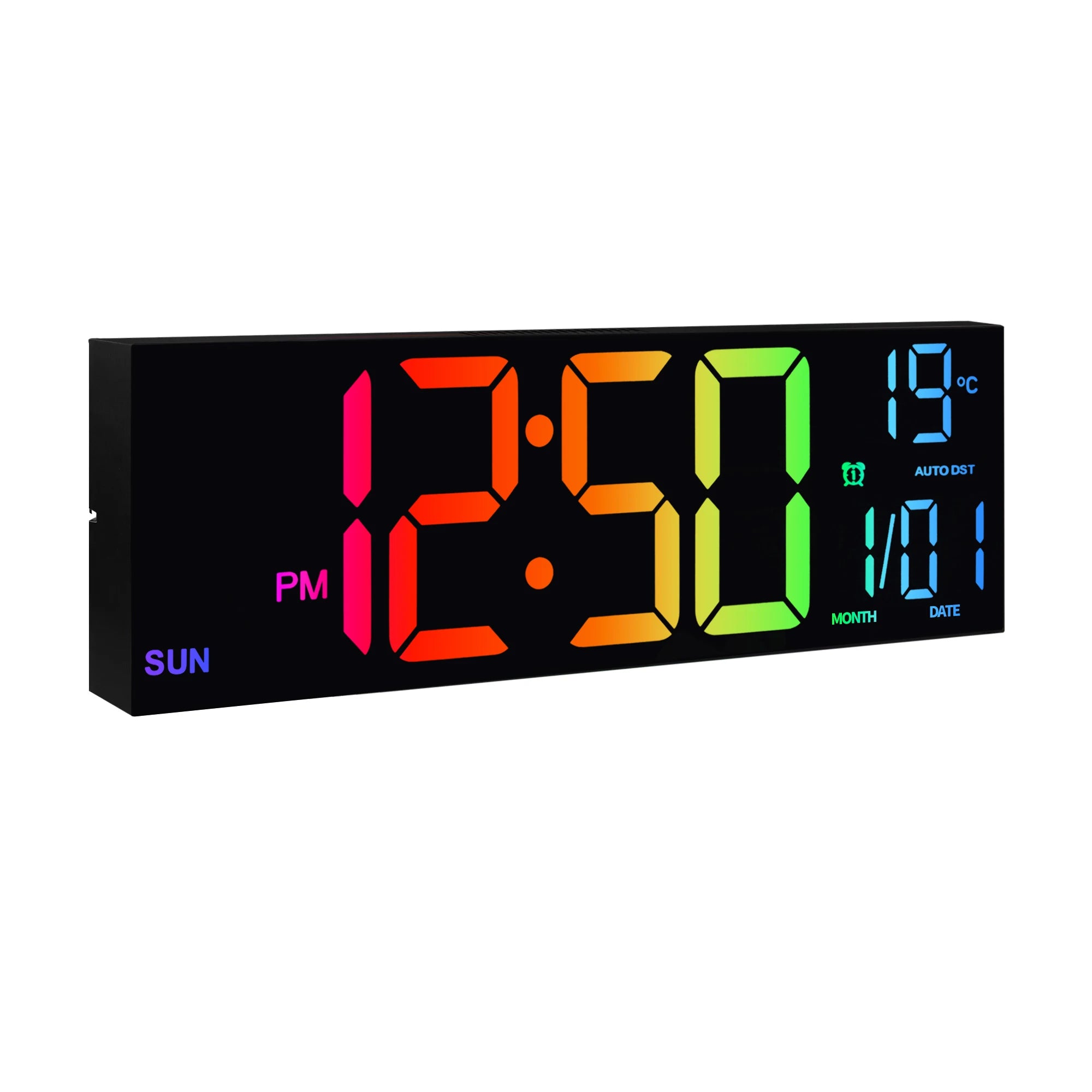 16’’ Large Digital Wall Clock Big LED Display with Remote 8 RGB Color Alarm DST Temperature for Living Room Kitchen