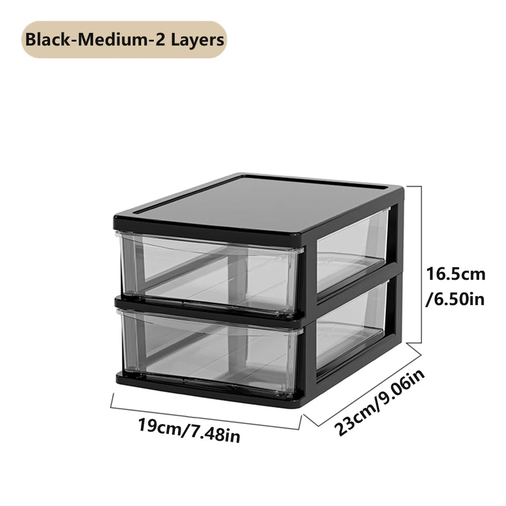 2-6Layers Medium Desktop Storage Box with Drawer Heightened Table Organizer Plastic Office storage cabinet for home