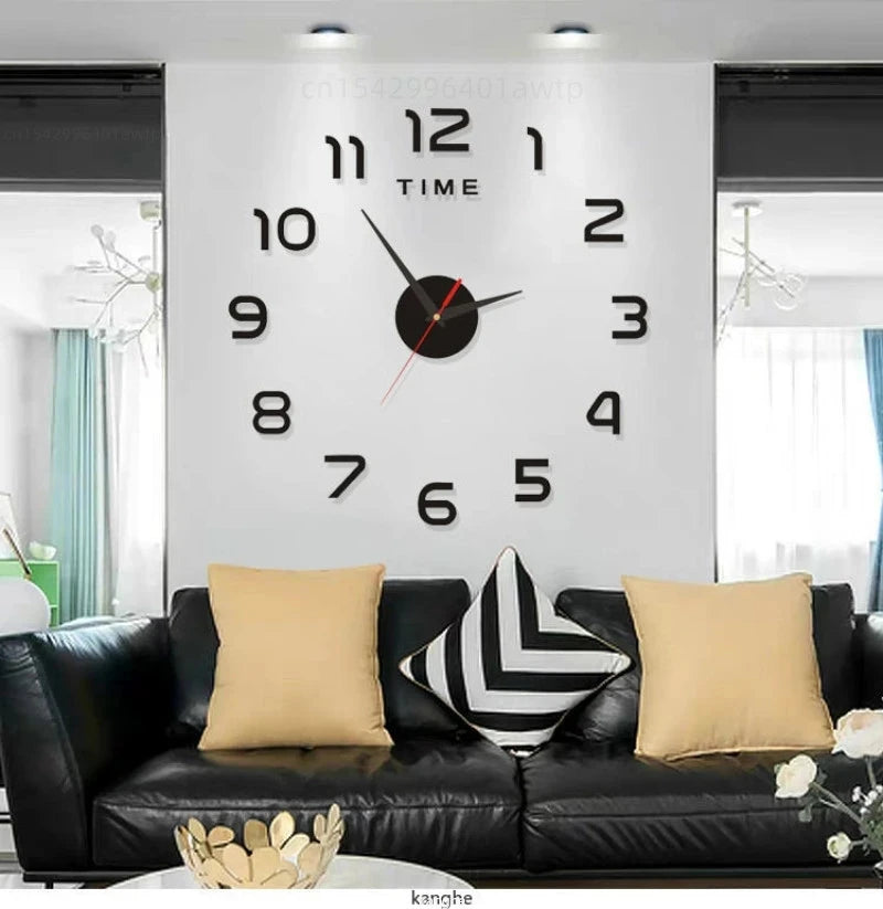 2023 Modern Design Large Wall Clock 3D DIY Quartz Clocks Fashion Watches Acrylic Mirror Stickers Living Room Home Decor