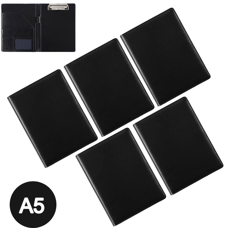 A5 / B5 Leather Padfolio Portfolio File Folder Clipboard Document Holder Business Contract Paper Clamp Writing Pad