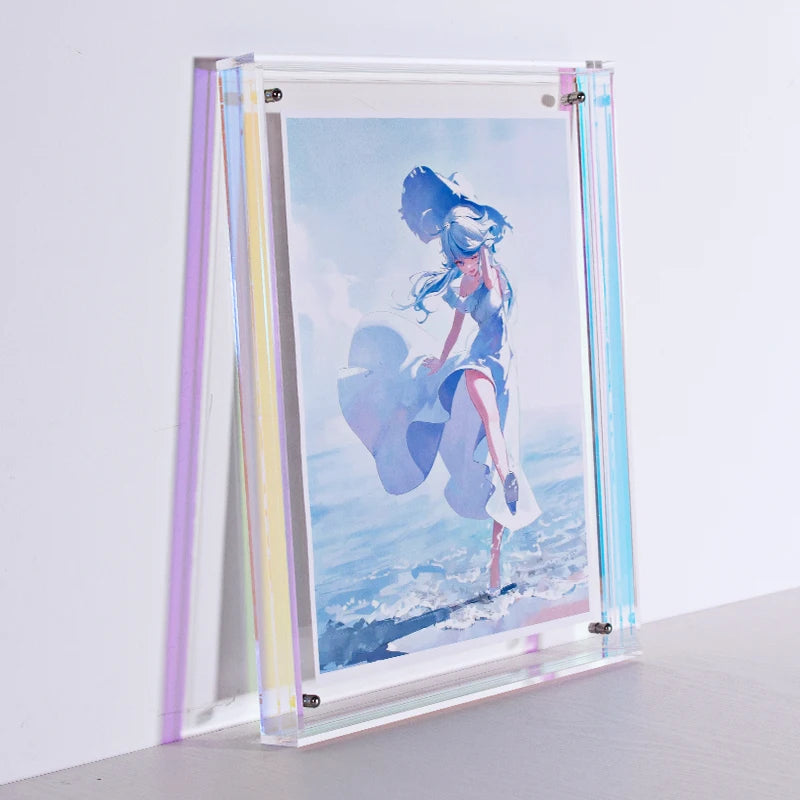 Translucent Acrylic Picture Frame Neon Floating Acrylic Wall Tabletop Frame Decoration Photo Frame for Gallery Home