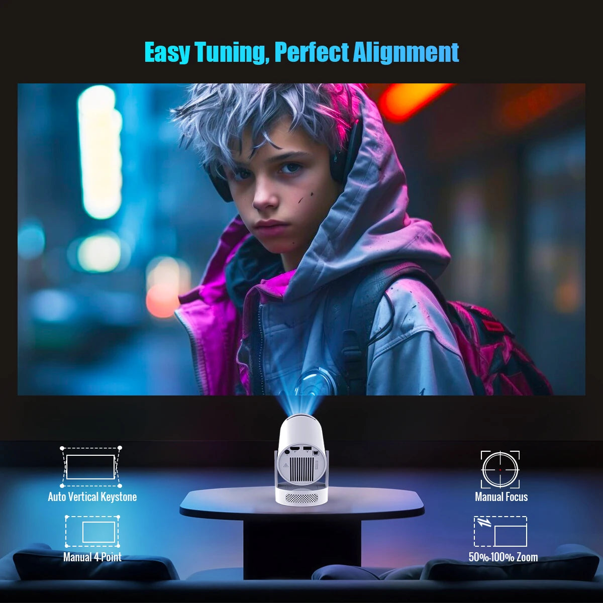 Magcubic HY300 Pro+ 4K Android 11 Portable Projector 8000 Lumens WiFi 6 BT5.4 Outdoor Theater 5W HiFi Speaker 720P HD