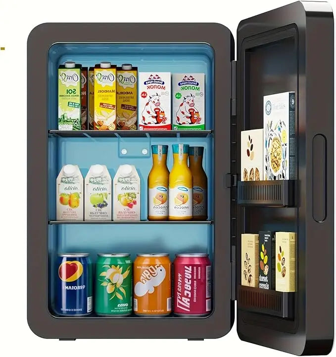 22L/30Cans Mini Fridge for Bedroom 12v DC Portable Cooler & Warmer Mini Refrigerator with Glass Front for Car Office