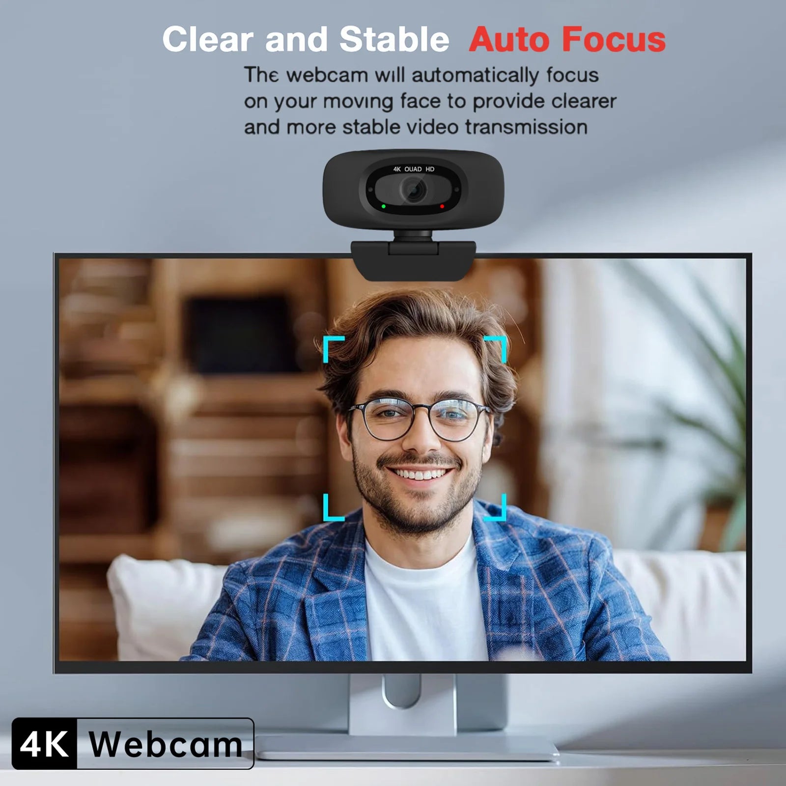 EXHQDR 4K USB Webcam with Autofocus 8MP30fps Slide Privacy Cover Mic Tripod Type-C for Zoom Streaming Video Call PC/Mac
