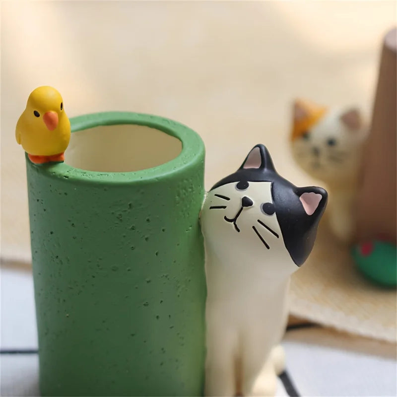 2pcs Cute cat pen holder mini pen holder creative decoration for study home decor office desk decoration office