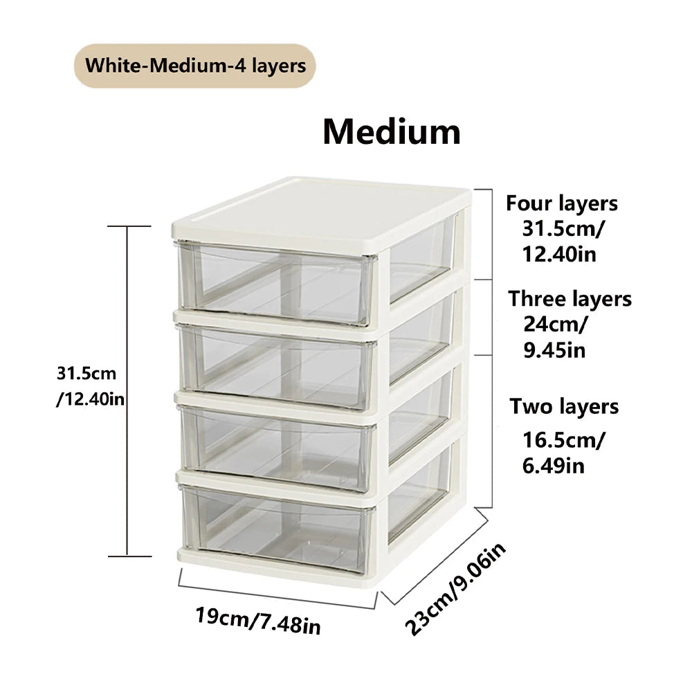 2-6Layers Medium Desktop Storage Box with Drawer Heightened Table Organizer Plastic Office storage cabinet for home