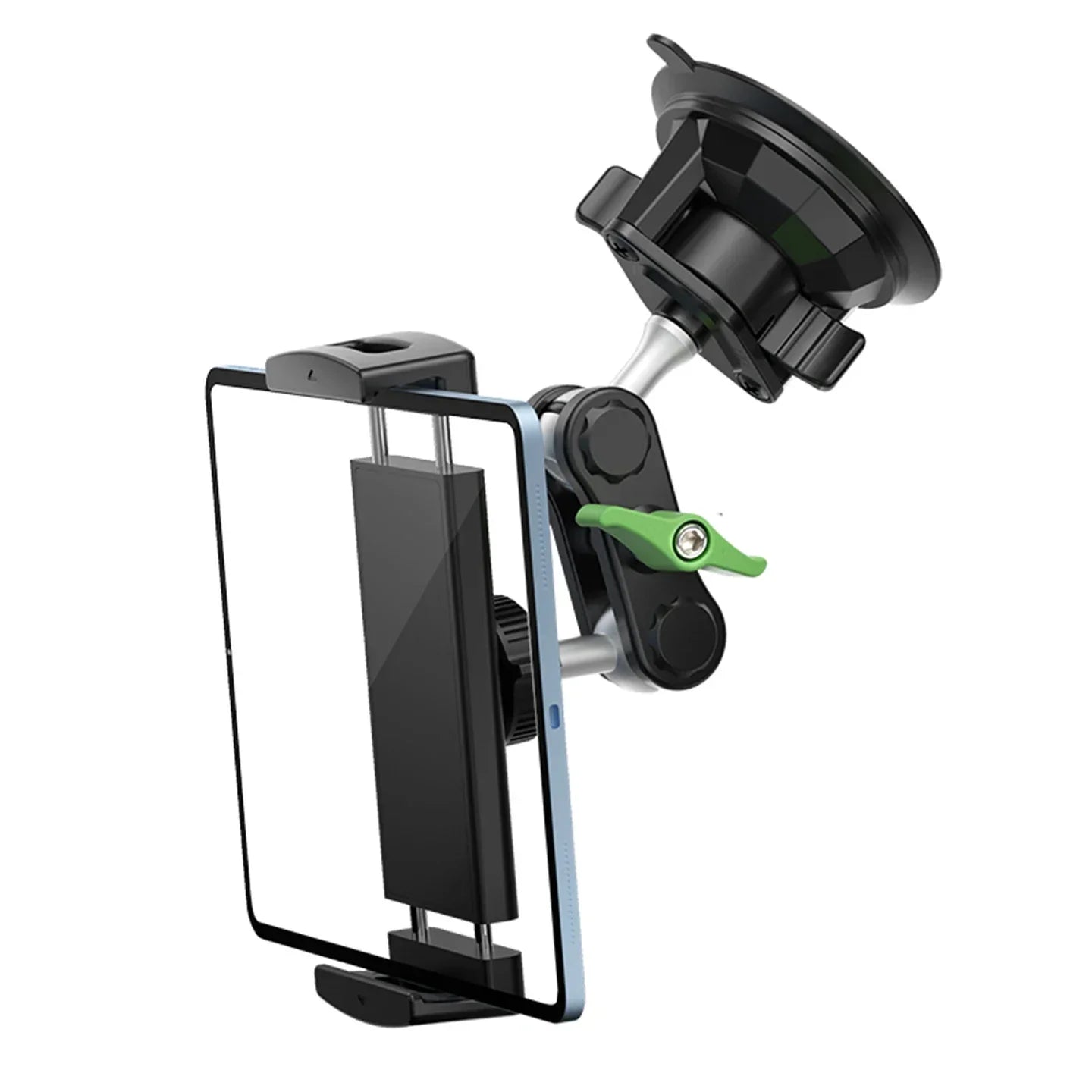 Aluminum Alloy Double Ball Head Arm 360° Rotation Adjustable Stand With Suction Cup Mount For 4-12.9 Inch Tablets