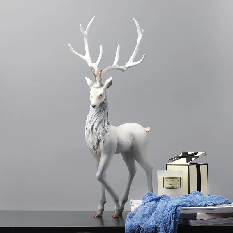 35cm High End Deer Statue Reindeer Figurines Resin ELK Sculpture For Living Room Luxury Home Decoration Nordic Tabletop