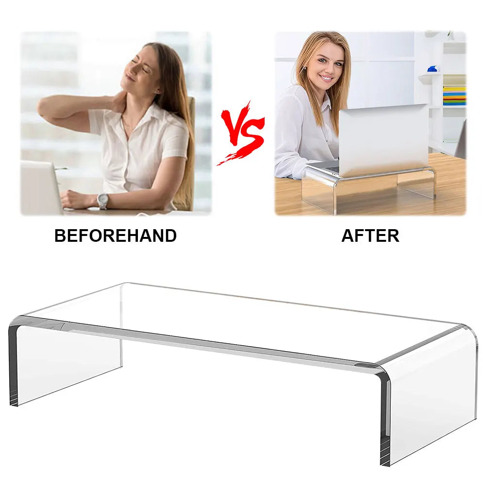 Acrylic Monitor Stand Laptop Stand Riser Desk Computer Stand for Home Office Printer TV Screen Keyboard Storage - spain