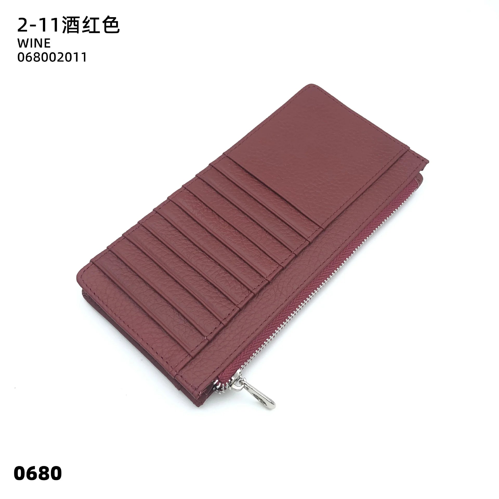 Large Capacity Long Zipper Card Holder Custom Letters Genuine Leather Men Credit Card Wallet Business Women Phone