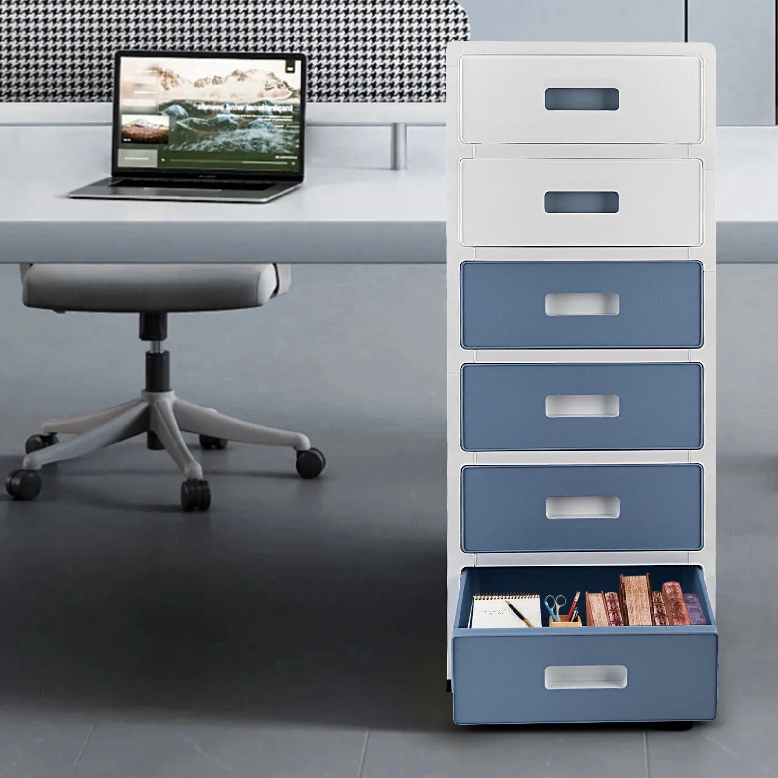 6-Drawer File Cabinet with Lockable Drawers Office Organizer with Silent Wheels Multi-Layer Storage Home & Office
