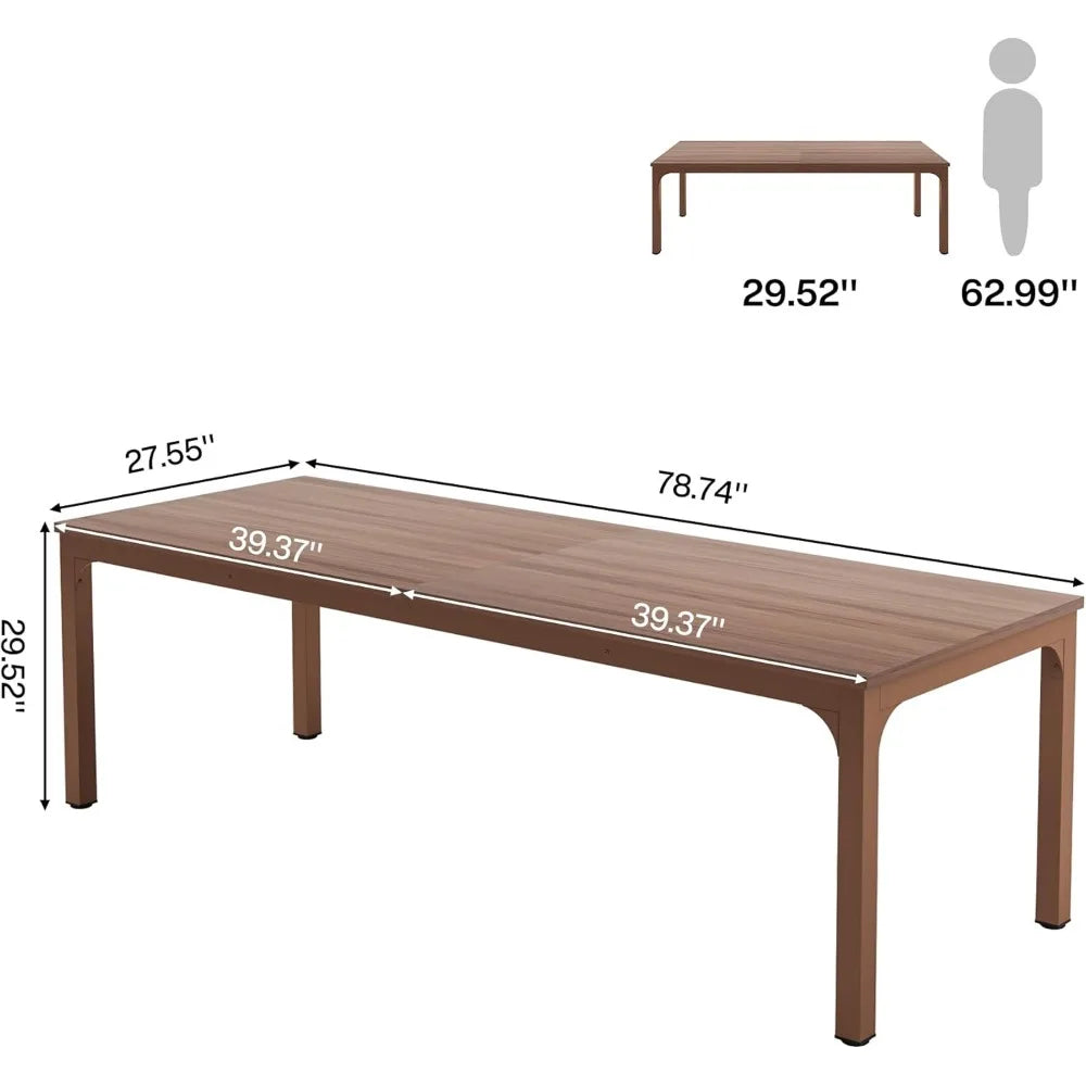 Extra Long Computer Desk 2 Person Desk Double Long Desk Workstaion for Home Office - United States / Coffee Brown