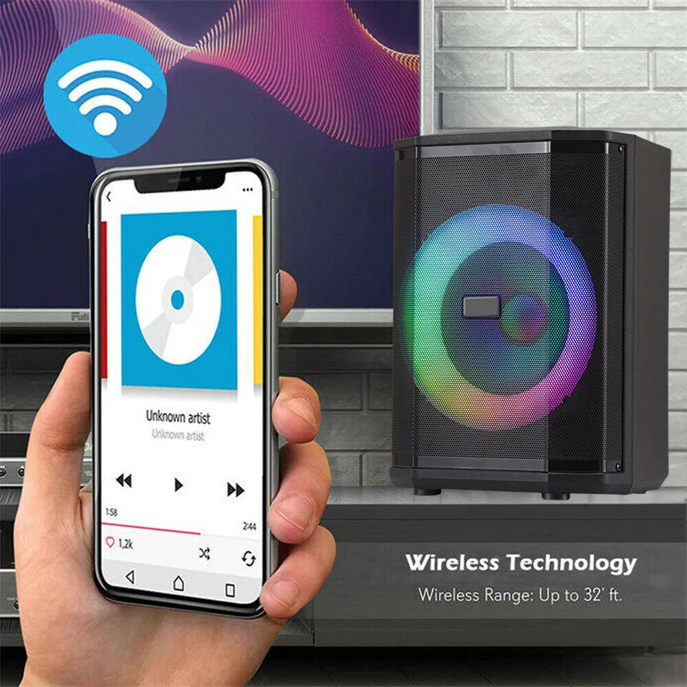 5000W Portable Tiltable Bluetooth Party Speaker 8 ’Subwoofer Heavy Bass Sound System Dj Led Light Loud Speaker