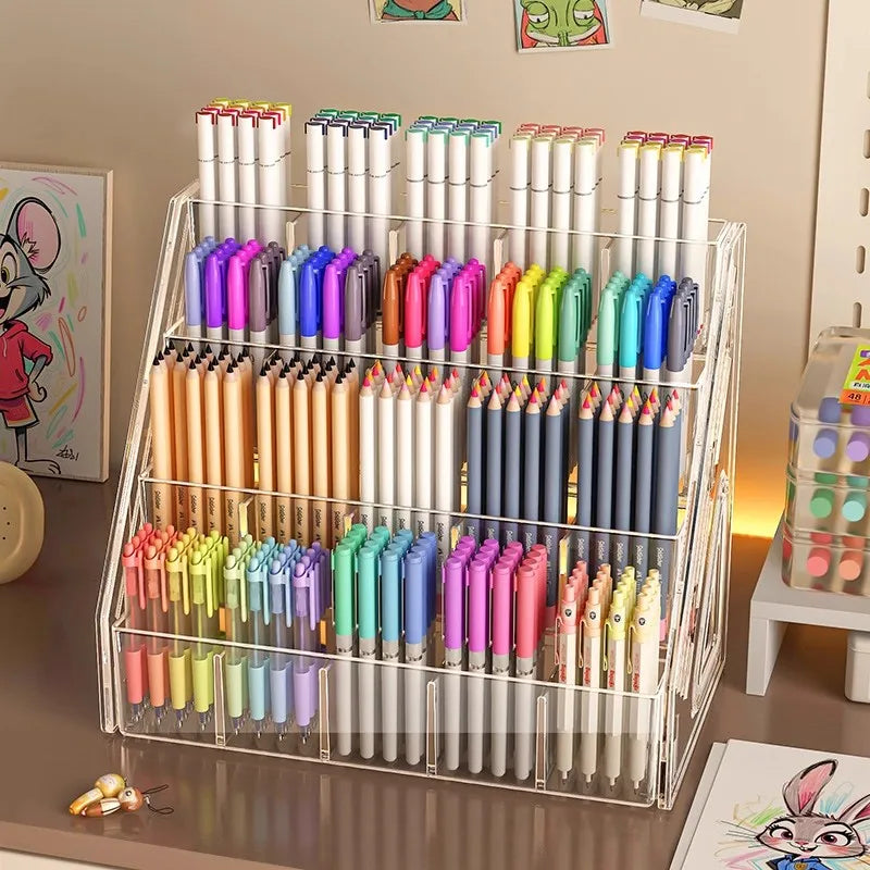 Watercolor pencil storage rack desktop large capacity acrylic partition stationery shop storage rack marker pen storage
