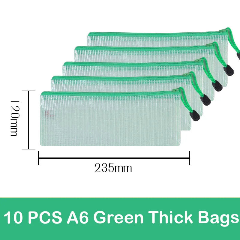 10/20 Pcs Mesh Zipper Pouch Document Bag Waterproof Zip File Folders A4 A5 A6 School Office Supplies Pencil Case