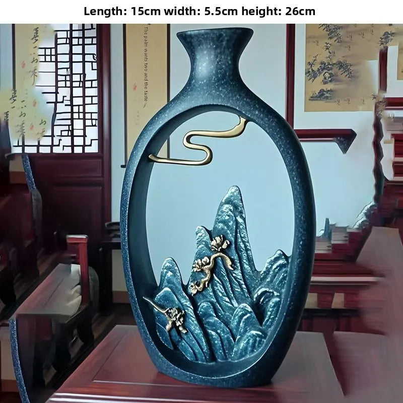 Vintage Fake Mountain Vase Artificial Plant Ornament Living Room TV Cabinet Welcome Pine Decoration Office Gift Home