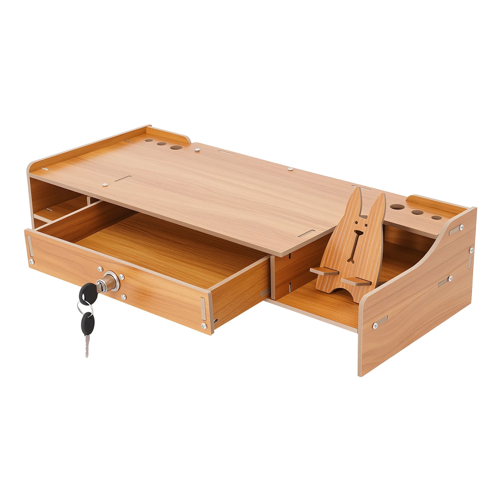 Computer Monitor Stand sZ08 with Lockable Drawer Modern Style MDF Desktop Rack Cherry Wood Veneer sZ08 Monitor Stand