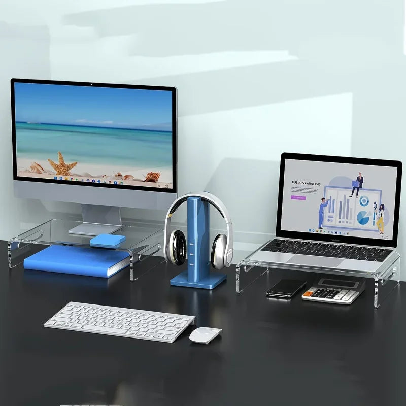 Monitor Stand Riser Acrylic Laptop Stand Clear Desktop Computer Riser Table Storage Stand Desk Organizer for Storing Pc