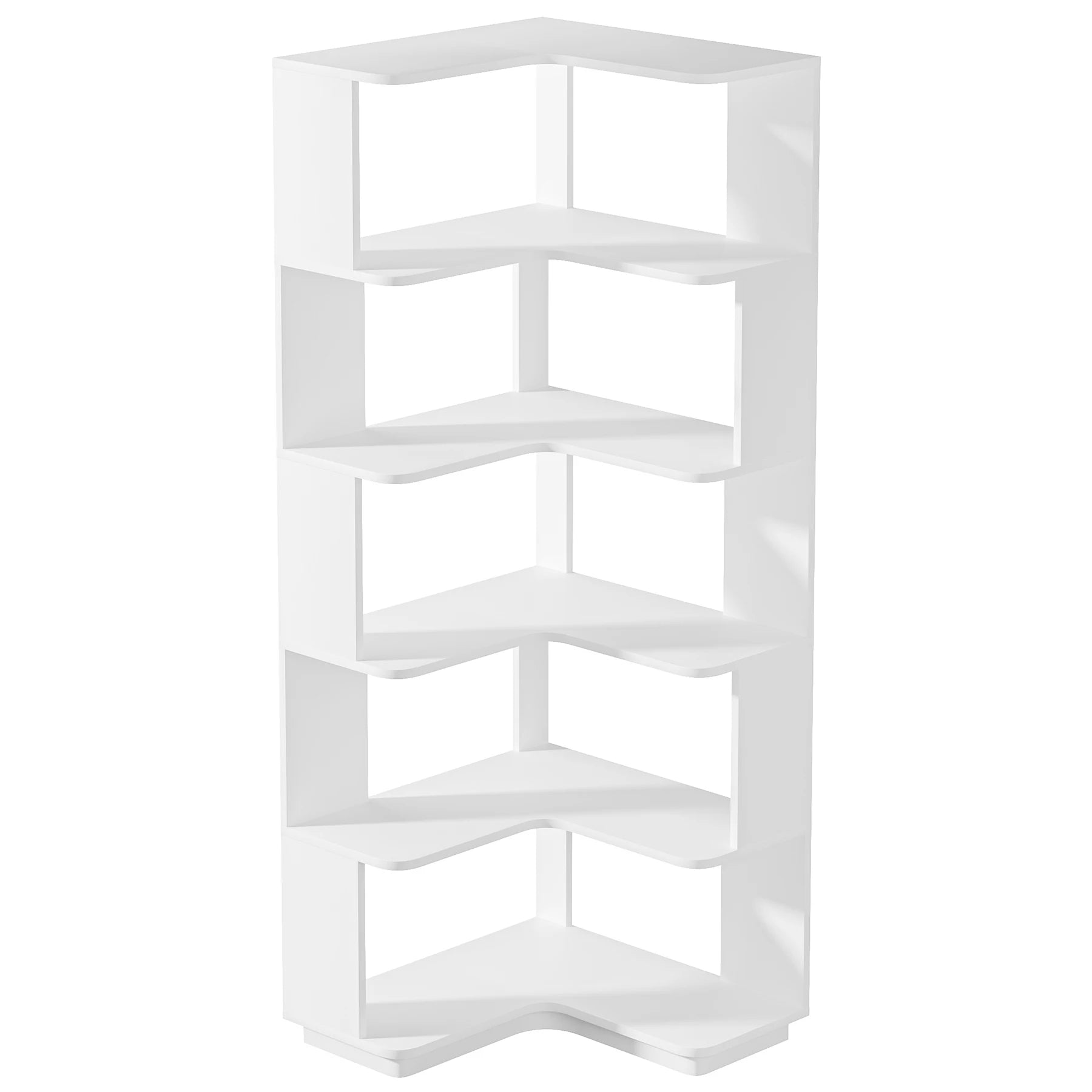Tribesigns 6 Tier Corner Bookshelf 64.96 Inch Tall Industrial Corner Bookcase with Anti-Drop Panel,Wood Grain Corner