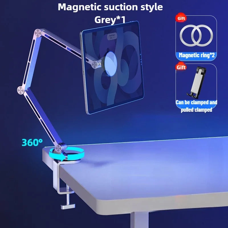 Dktop Magnetic Tablet Phone Stand Magnetic Phone Adjustable Boom Arm Stand Suitable for iPad Lazy Folding Aluminum