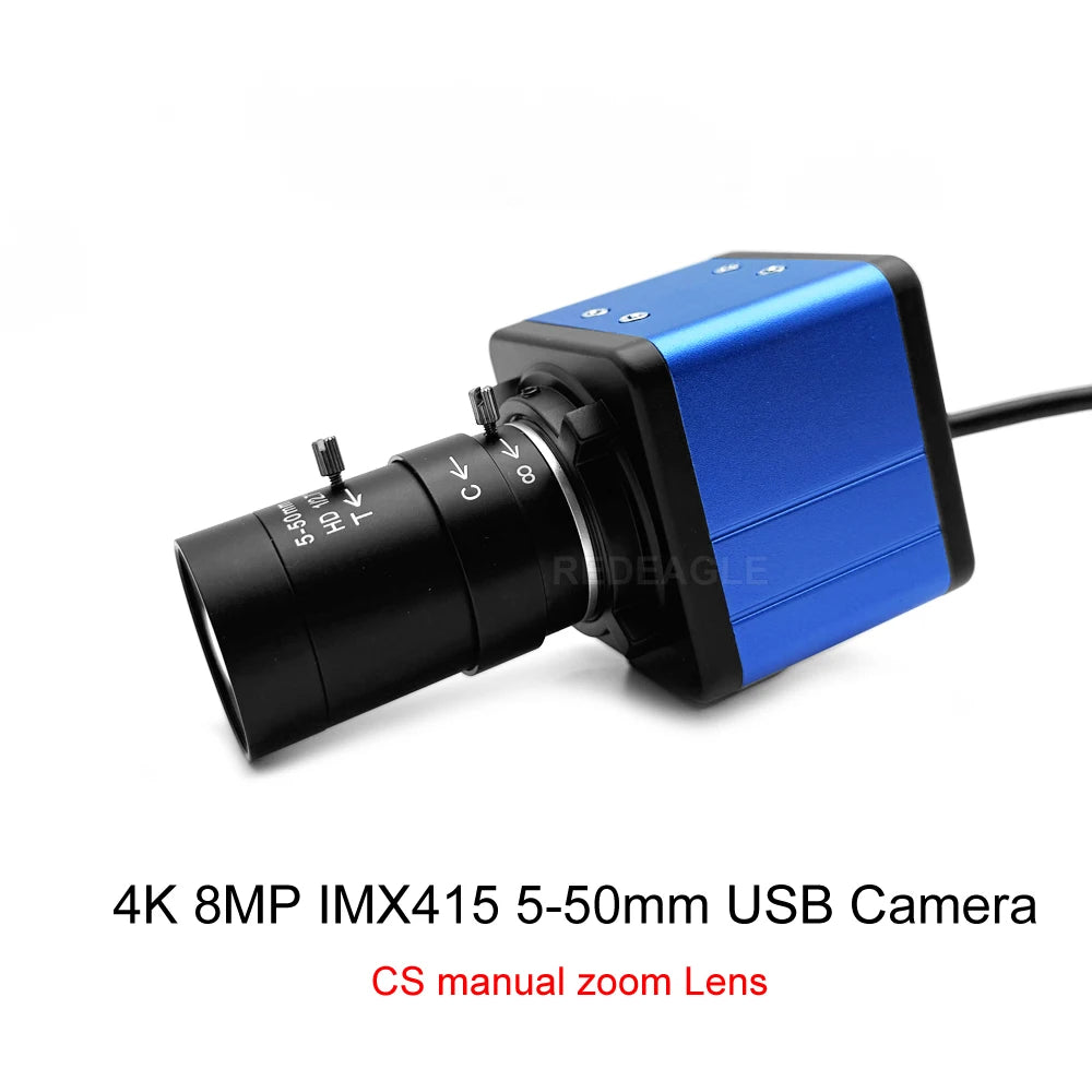 HD 4K 8MP IMX415 USB Webcam 2160P Live Streaming Usb Camera With 5-50mm CS Manual Zoom Lens UVC Plug and play