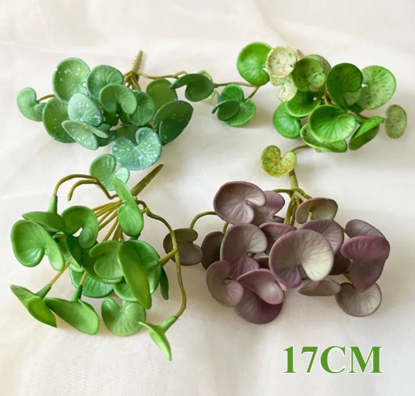 17CM Artificial Plant Mini Bouquets Copper Coin Grass Soft Rubber False Green Plants Wall Hung for Home Office Garden