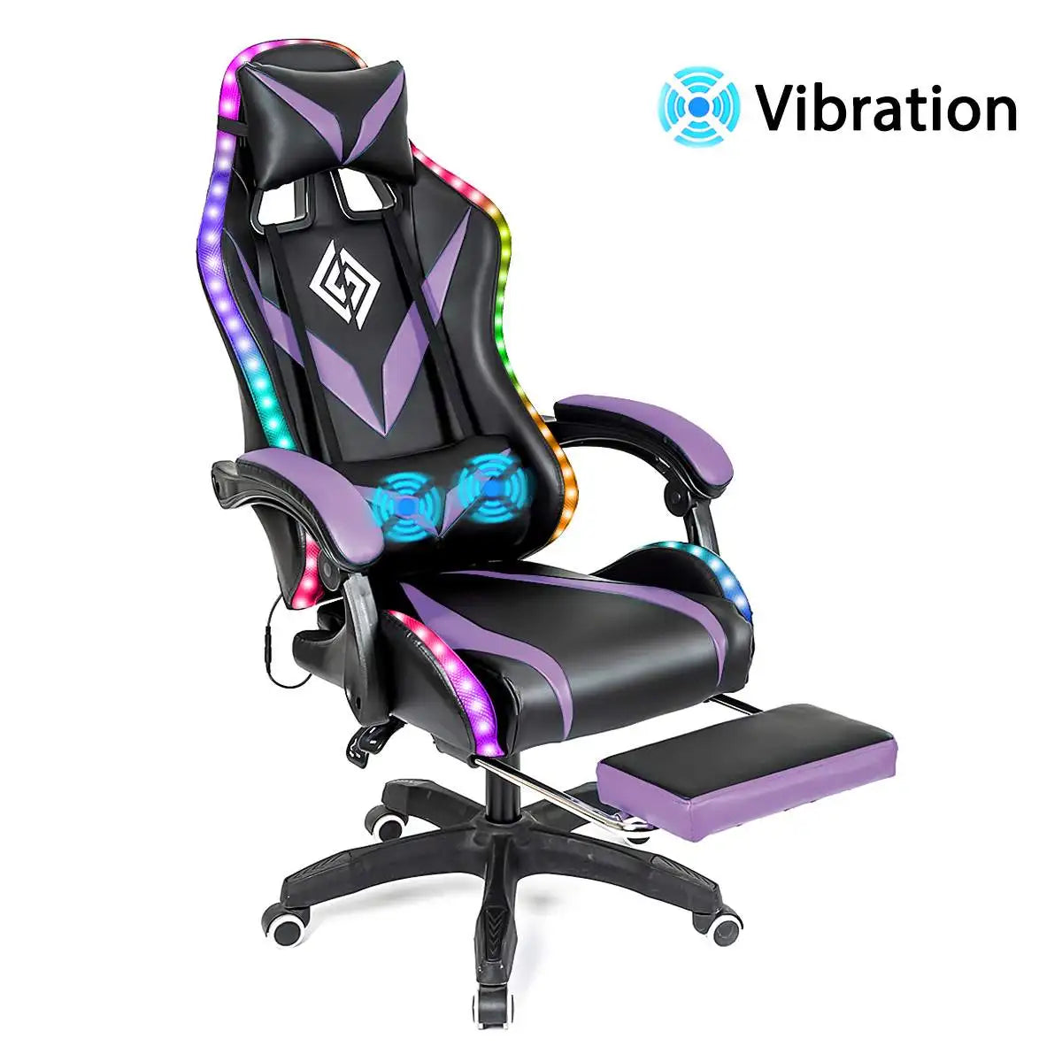 135 Degrees Gaming Chair RGB Light Office Chair Bluetooth Speaker Gamer Computer Chair Ergonomic Swivel 2 Point Massage