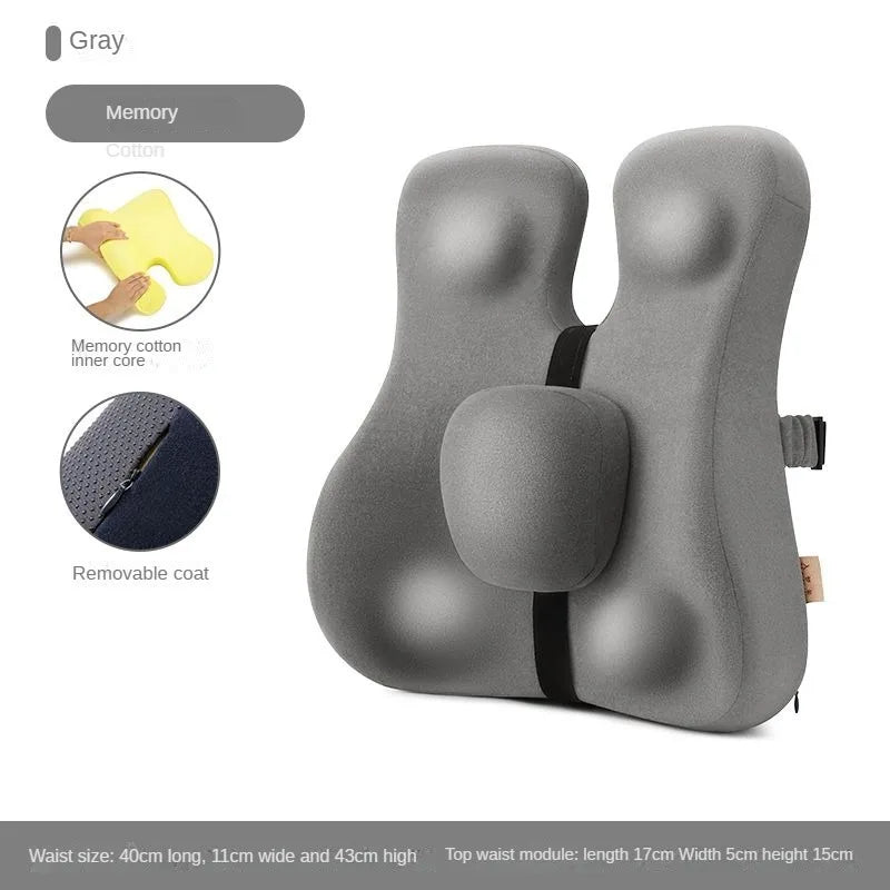 Memory Foam Seat Cushion Waist Back Support Pillow Set Orthopedic Ergonomic Coccyx Relief Hip Lumbar Pad for Office