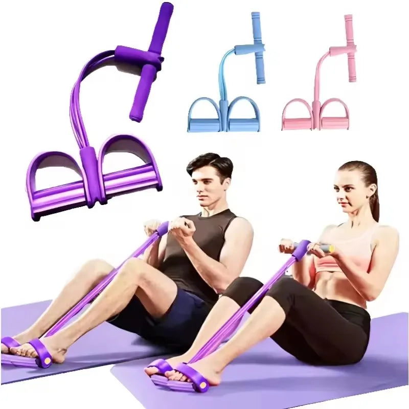 4-Tube Resistance Band Multi Function Tension Rope Fitness Bands 4-Tube Elastic Yoga Pedal Puller For Sports Exercises