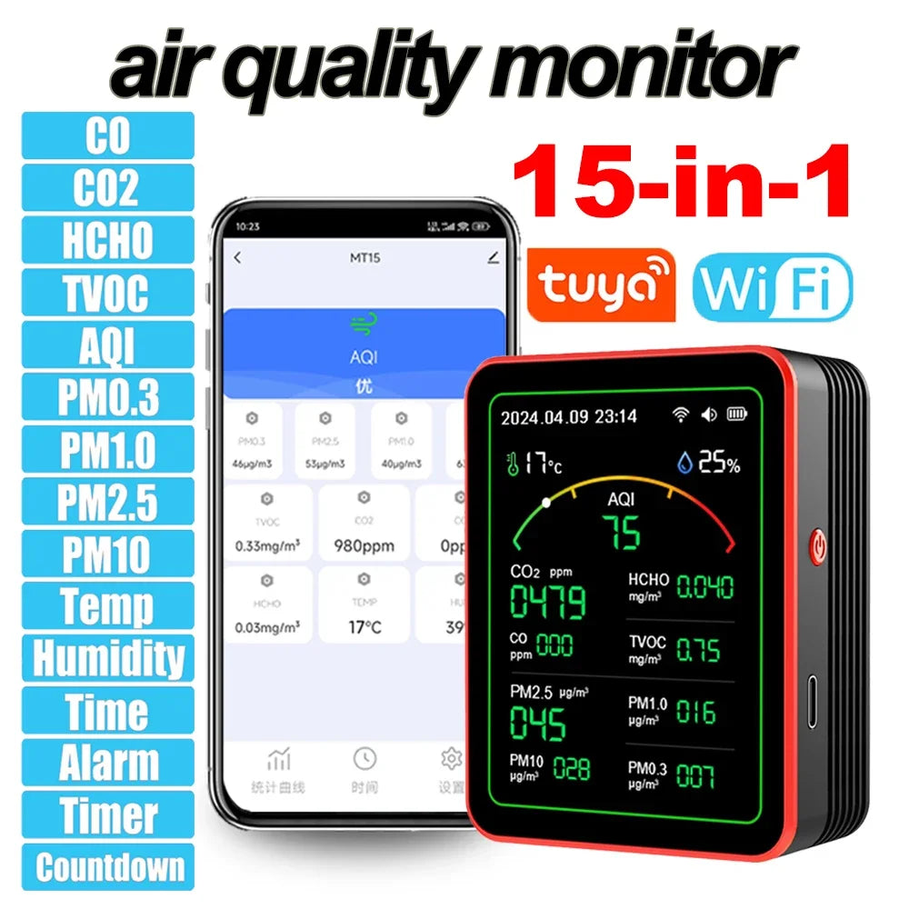 smart-life-15-in-1-air-quality-monitor-tuya-wifi-pm2-5-detector-co2-co-tvoc-hcho-pm-aqi-temperature-humidity-for-home-office