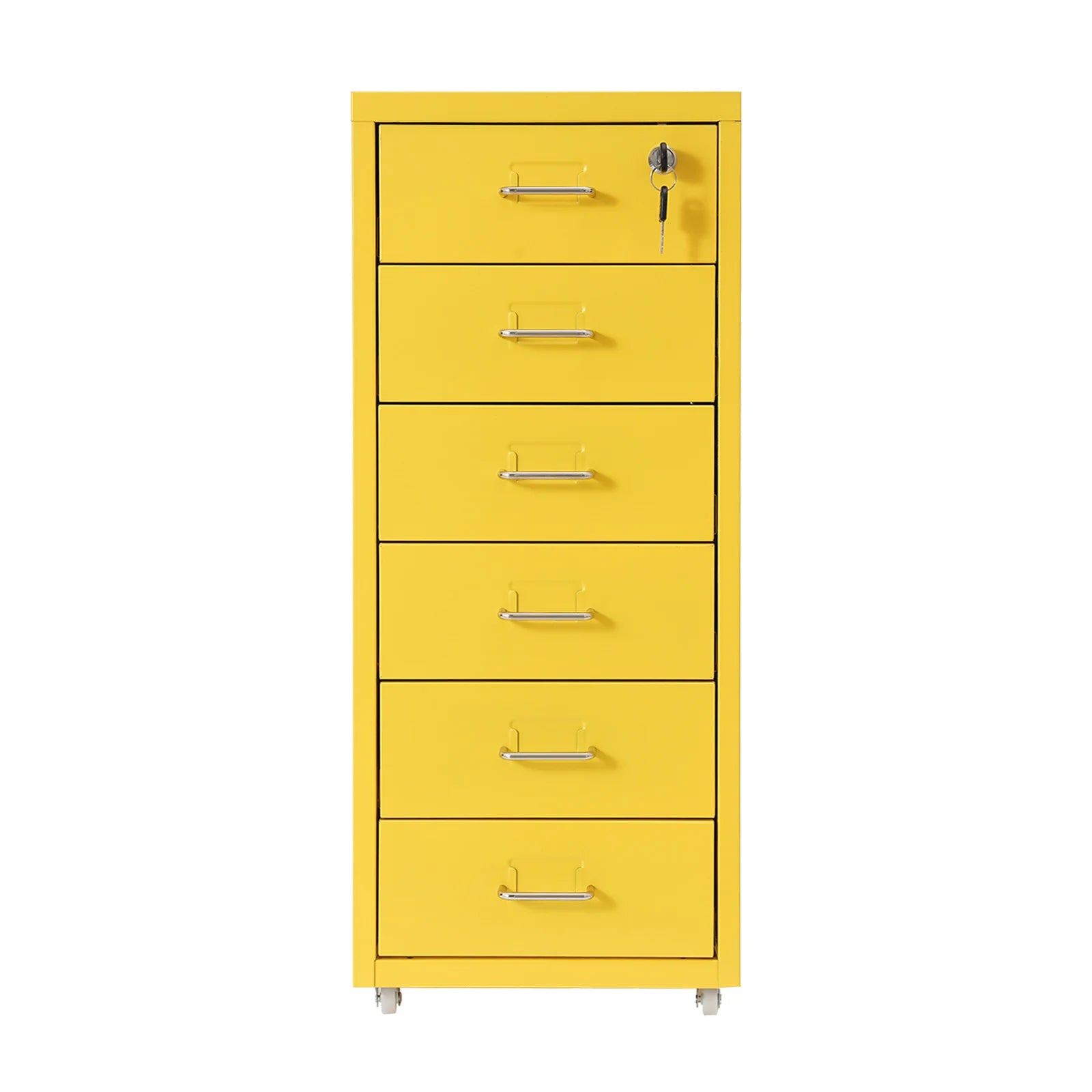 Lockable Rolling Metal File Cabinet| 6-Drawer Home Office Document Storage Container with Wheels|