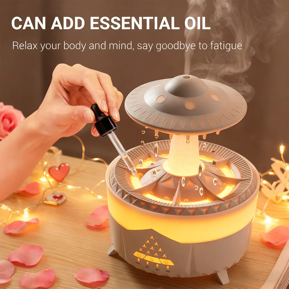 1PC Wall Plug Simulated Raindrop Air Humidifier with Ambient Lights Essential Oil Diffuser Aroma Diffuser for Office