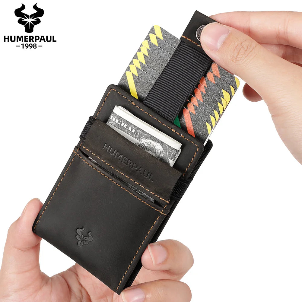 Anti-theft Rfid Credit Card Holder Wallet for Men Genuine Leather Slim Bank ID Cardholder Case Portable Minimalist