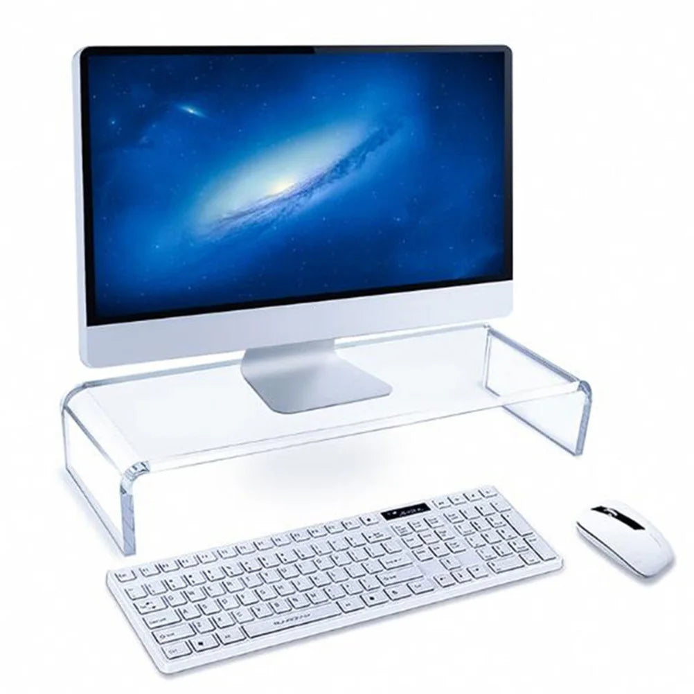 Acrylic Desktop Monitor Riser Stand Transparent Computer Holder Office Screen Shelf Storage Rack Improve Work